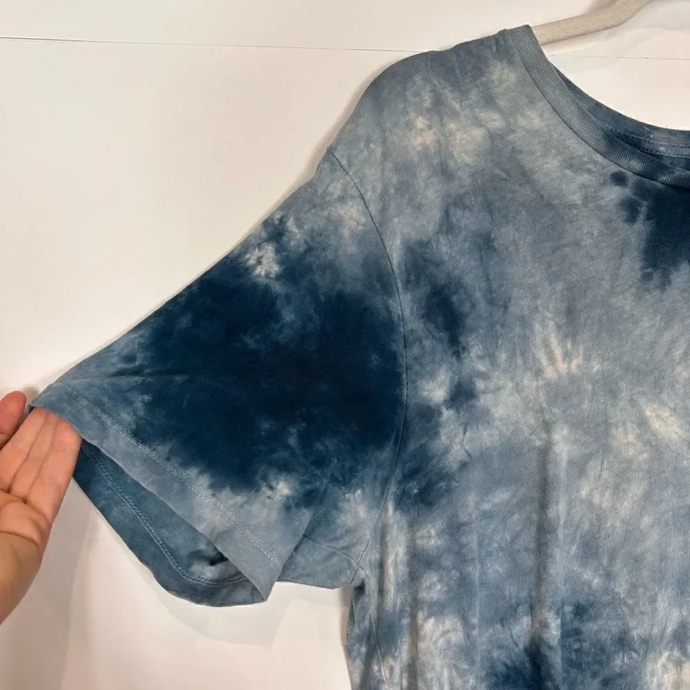True Religion Men’s Ocean Waves Blue Tie Dye Buddha Tee Shirt Horseshoe Small